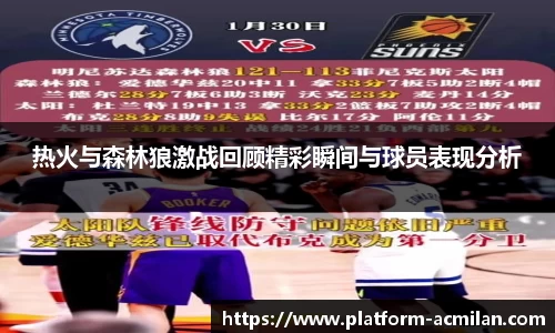 热火与森林狼激战回顾精彩瞬间与球员表现分析